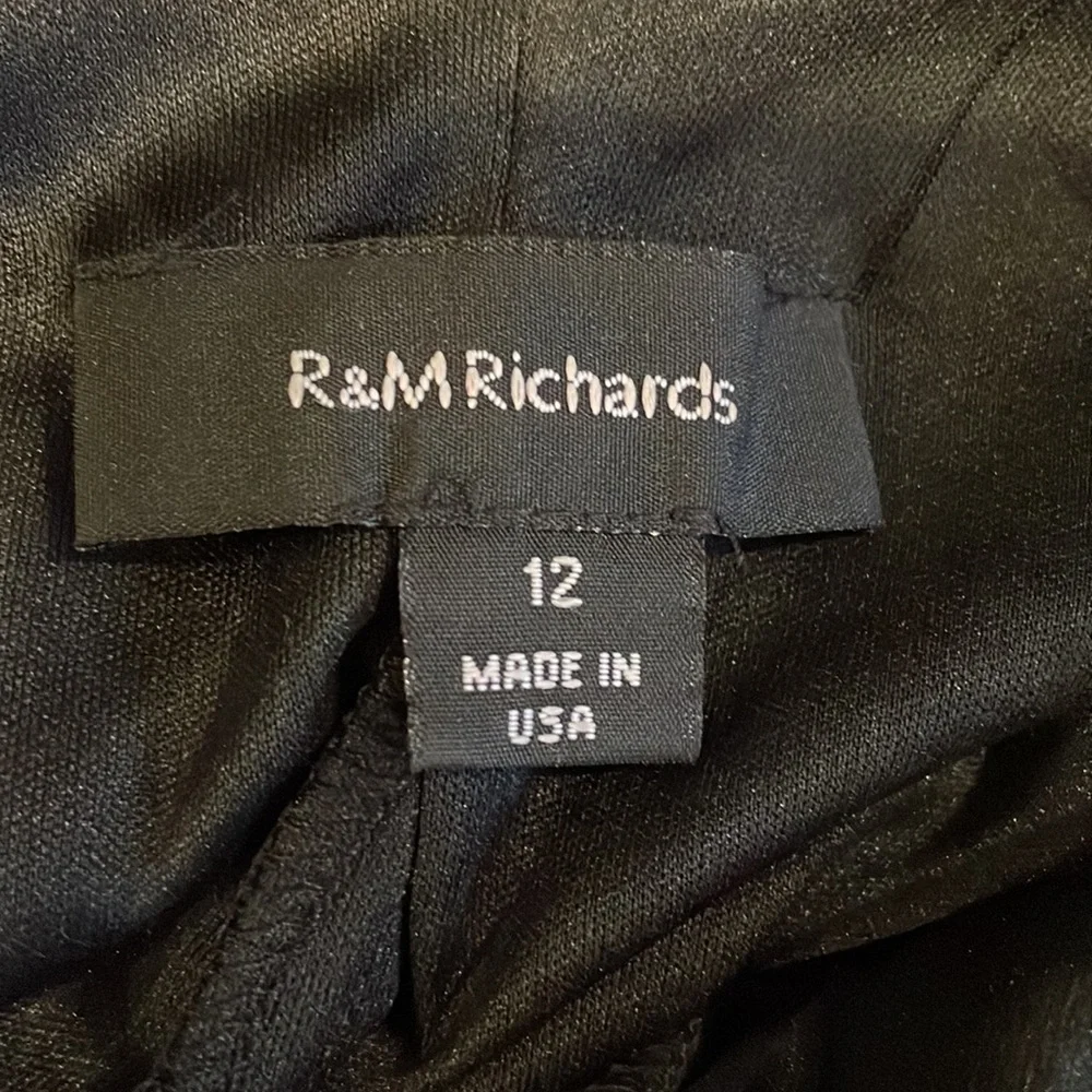 R&M Richards Black Sequin Sheer cross cross back blouse - Picture 6 of 6